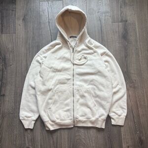 Brandy Melville Womens One Size Off White Full Zip Hoodie Drawstring Casual